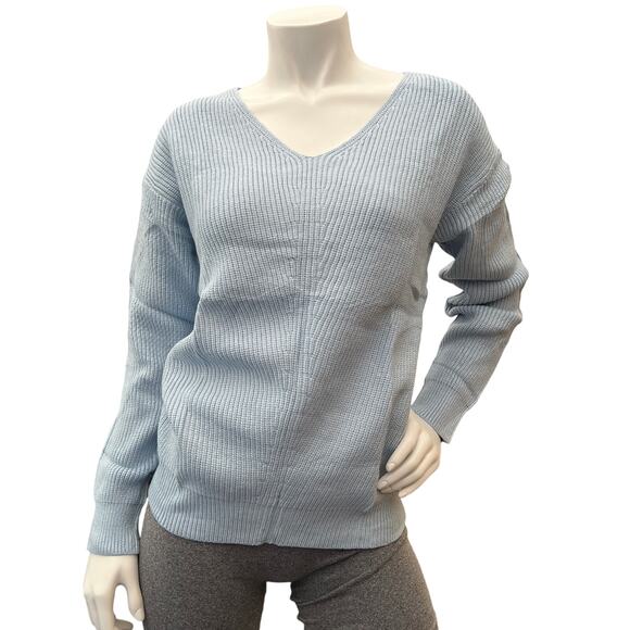 Womens Pullover Sweaters Sexy V Neck Solid Color Loose Ribbed Knitwear Sweater M - Picture 1 of 6